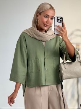 شومیز لینن یقه هفت کد 21046